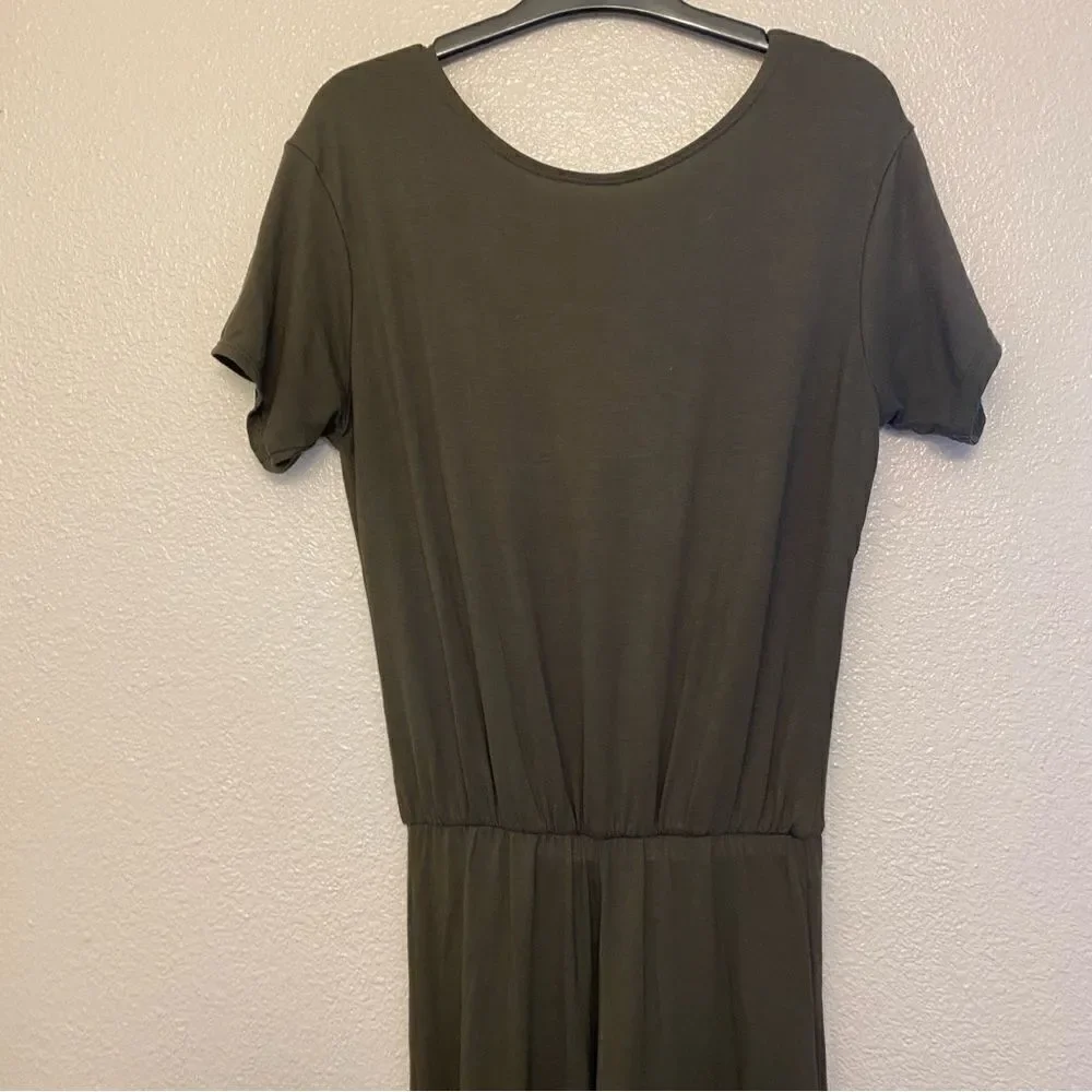 Kizzi Dancewear olive dark green unitard jumpsuit v-neck -SA small adult